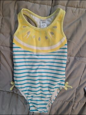Carter's Yellow Lemon Stripe Toddler One-Piece Swimsuit - 18M